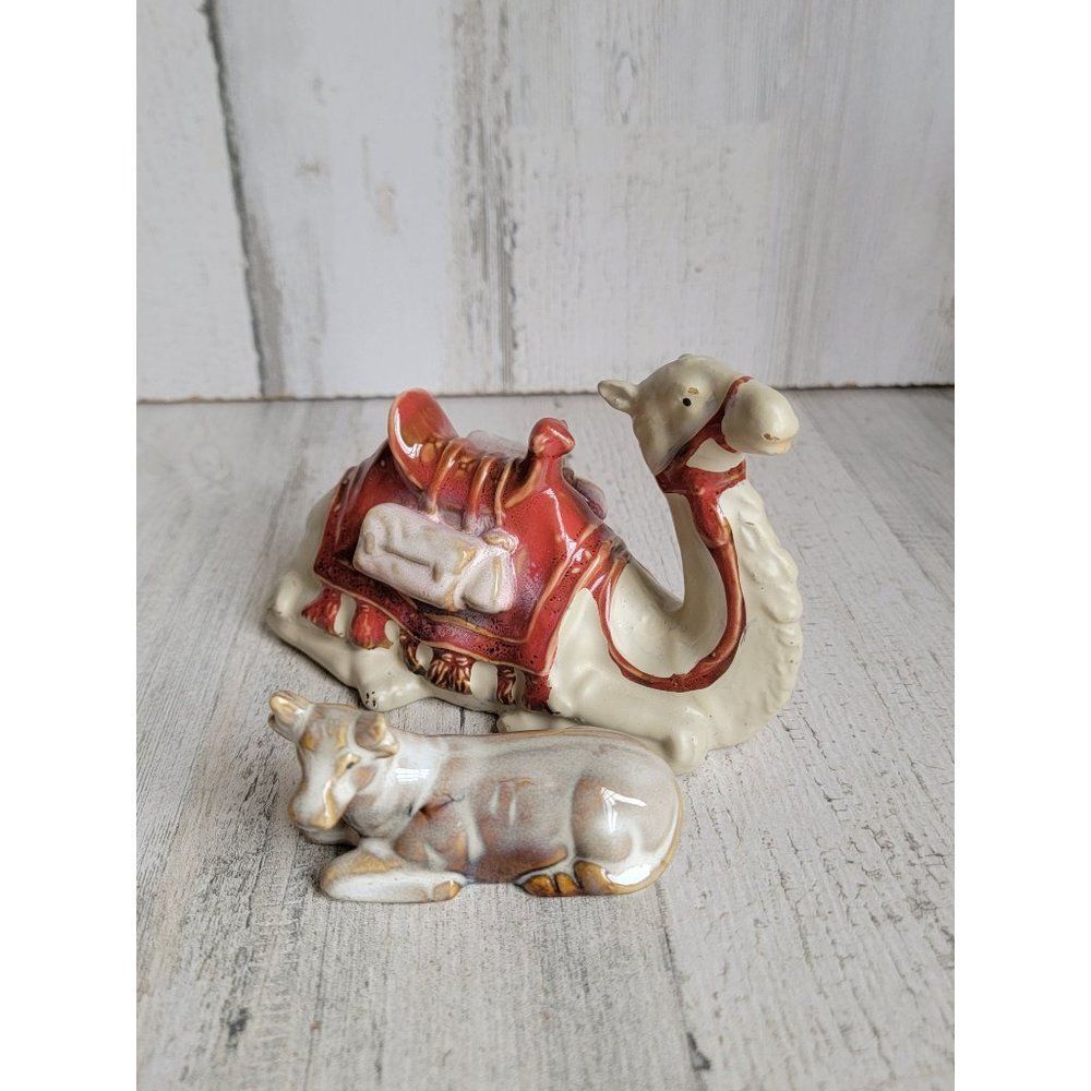Nativity scene barn animals camel cow set Xmas figure